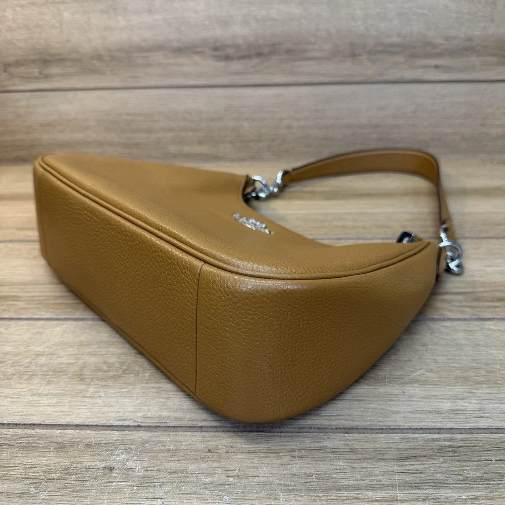 Coach Teri Hobo Shoulder Bag Light Saddle Brown Pebbled Leather CJ517